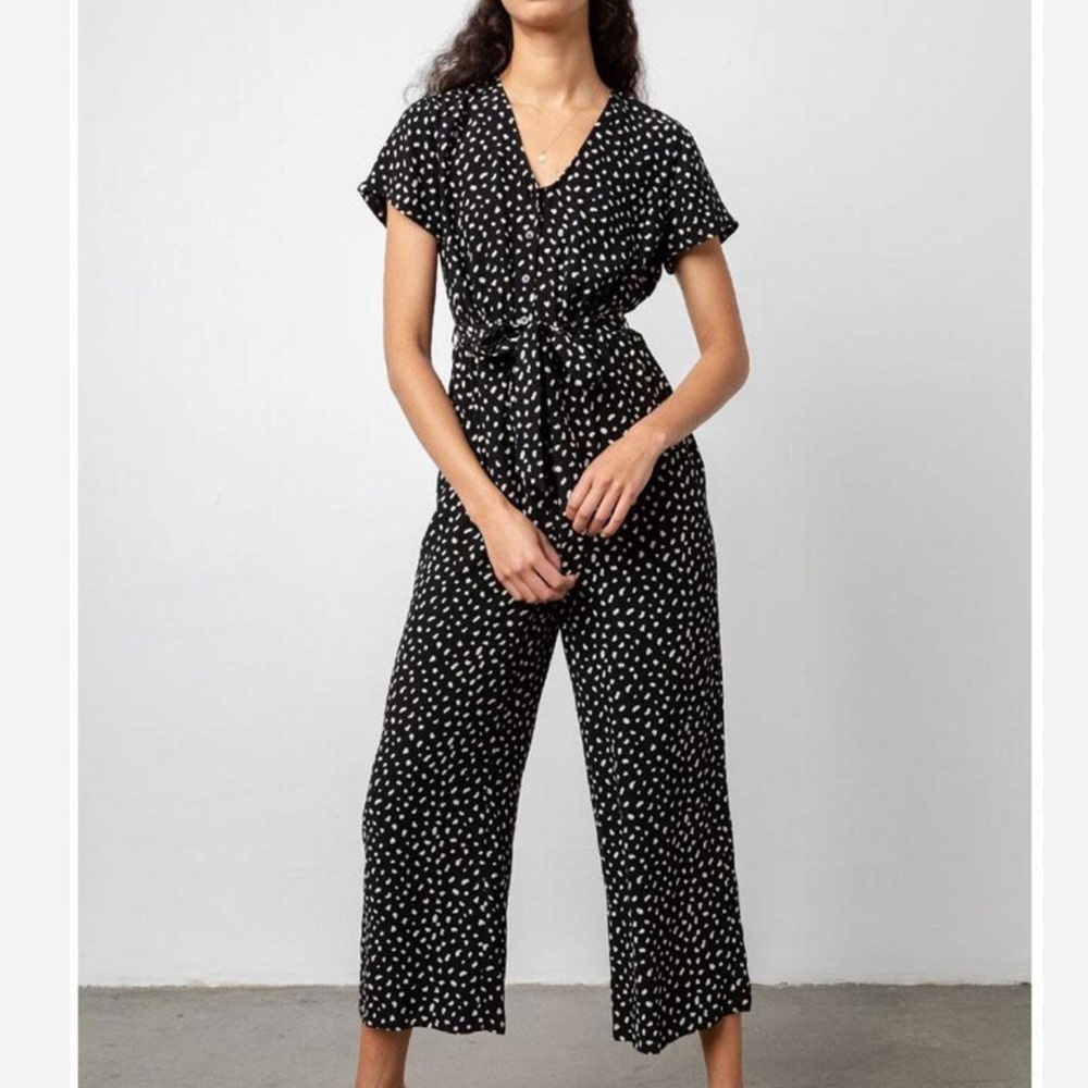 RAILS JET JUMPSUIT - BLACK/IVORY SPOTS